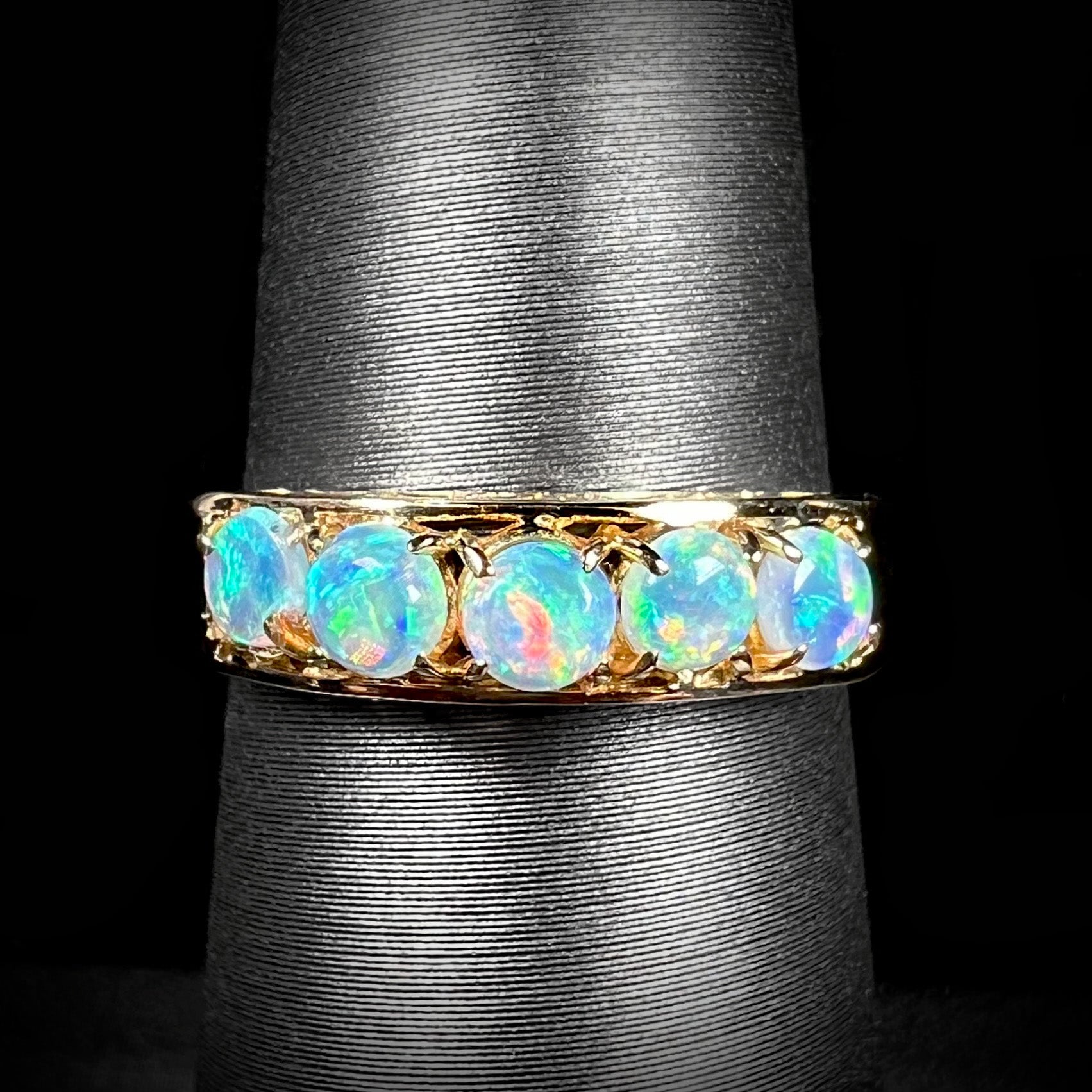 Koto | Wabi-Sabi Australian Crystal Opal Line Ring in 18kt Gold