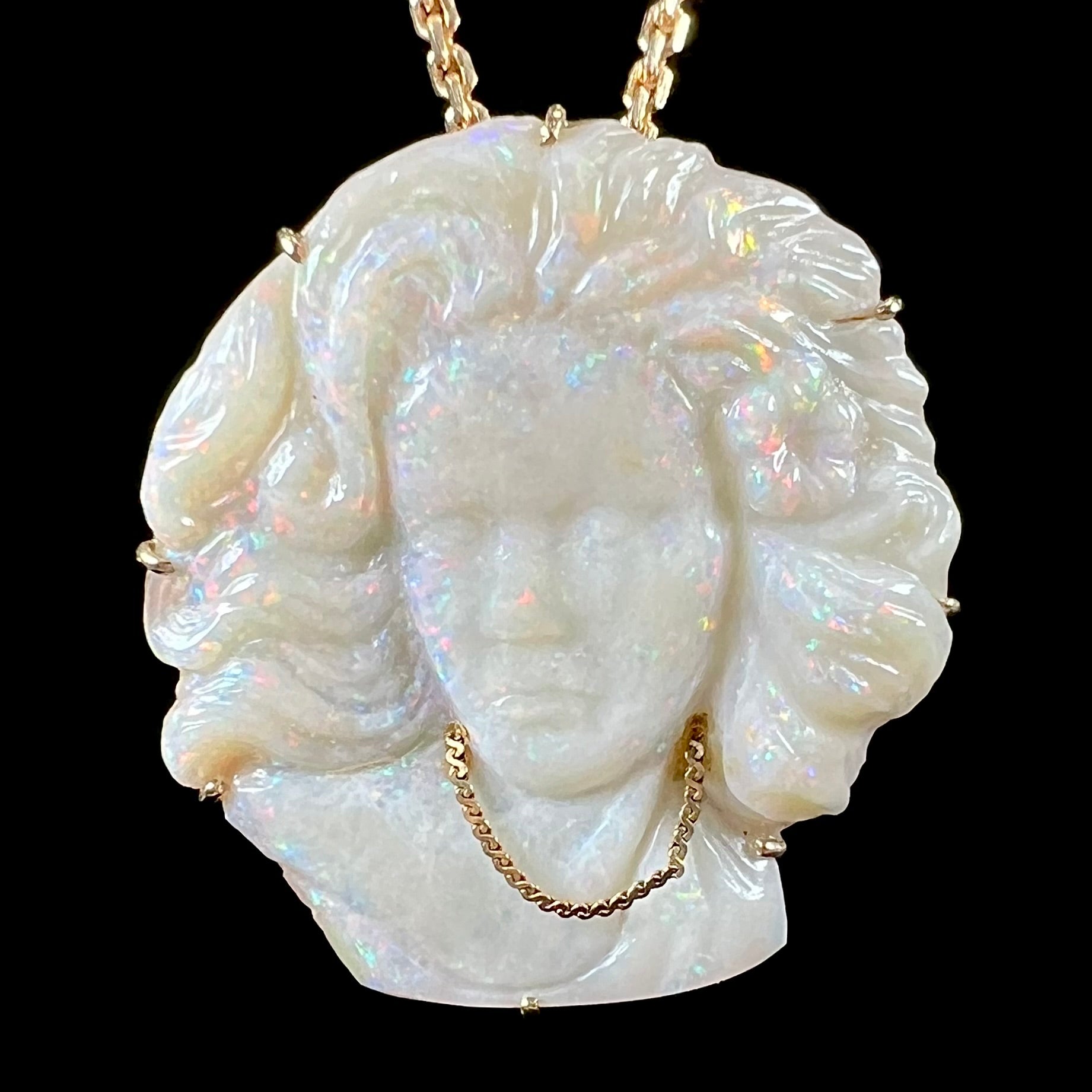 Vintage 10kt gold diamond craved cameo pendent cheapest and solid 10kt gold chain