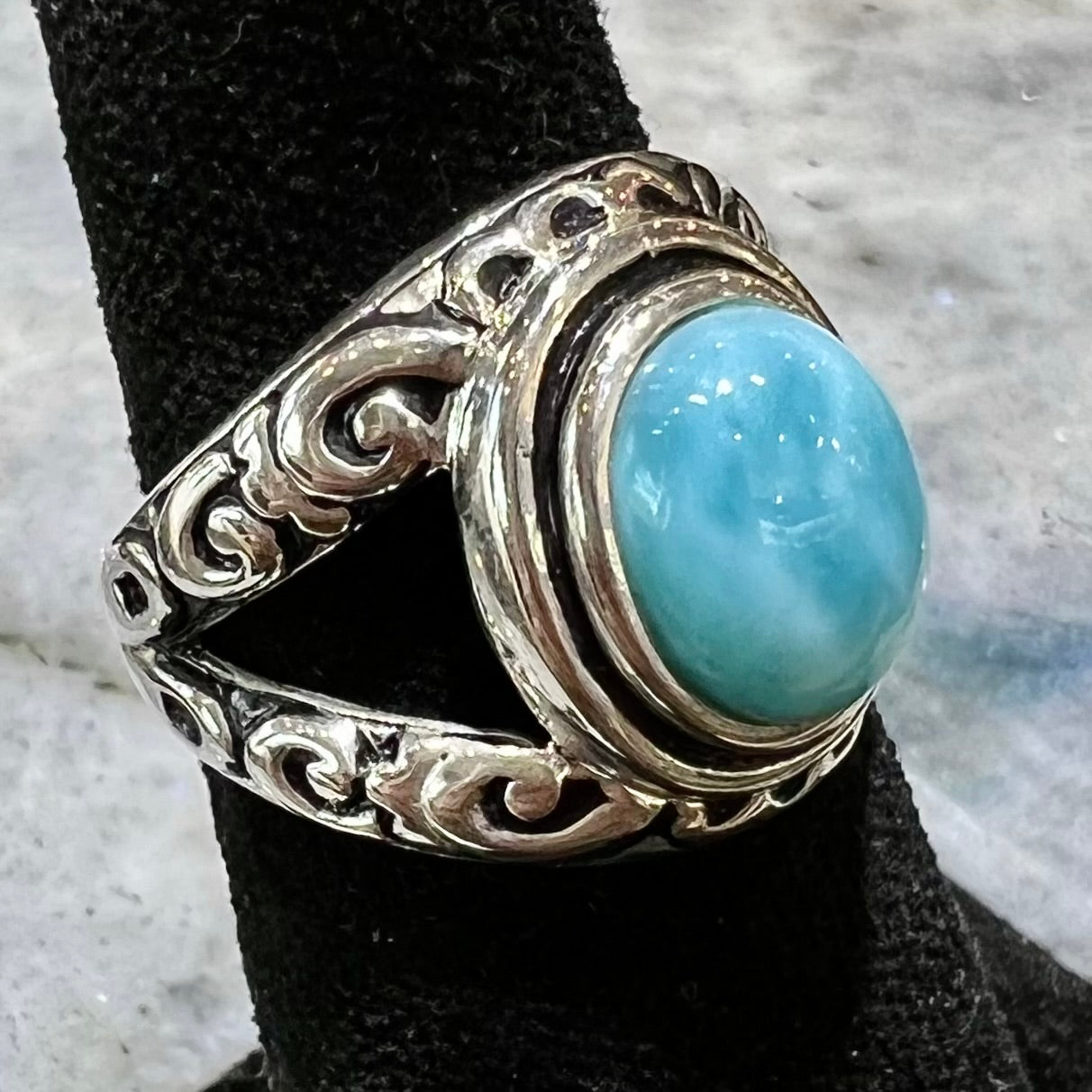 Blackened Larimar Ring | Sterling Silver – Burton's Gems and Opals