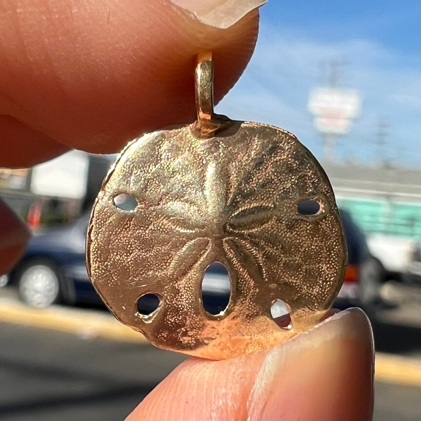 Estate 14kt Gold Sand Dollar Pendant