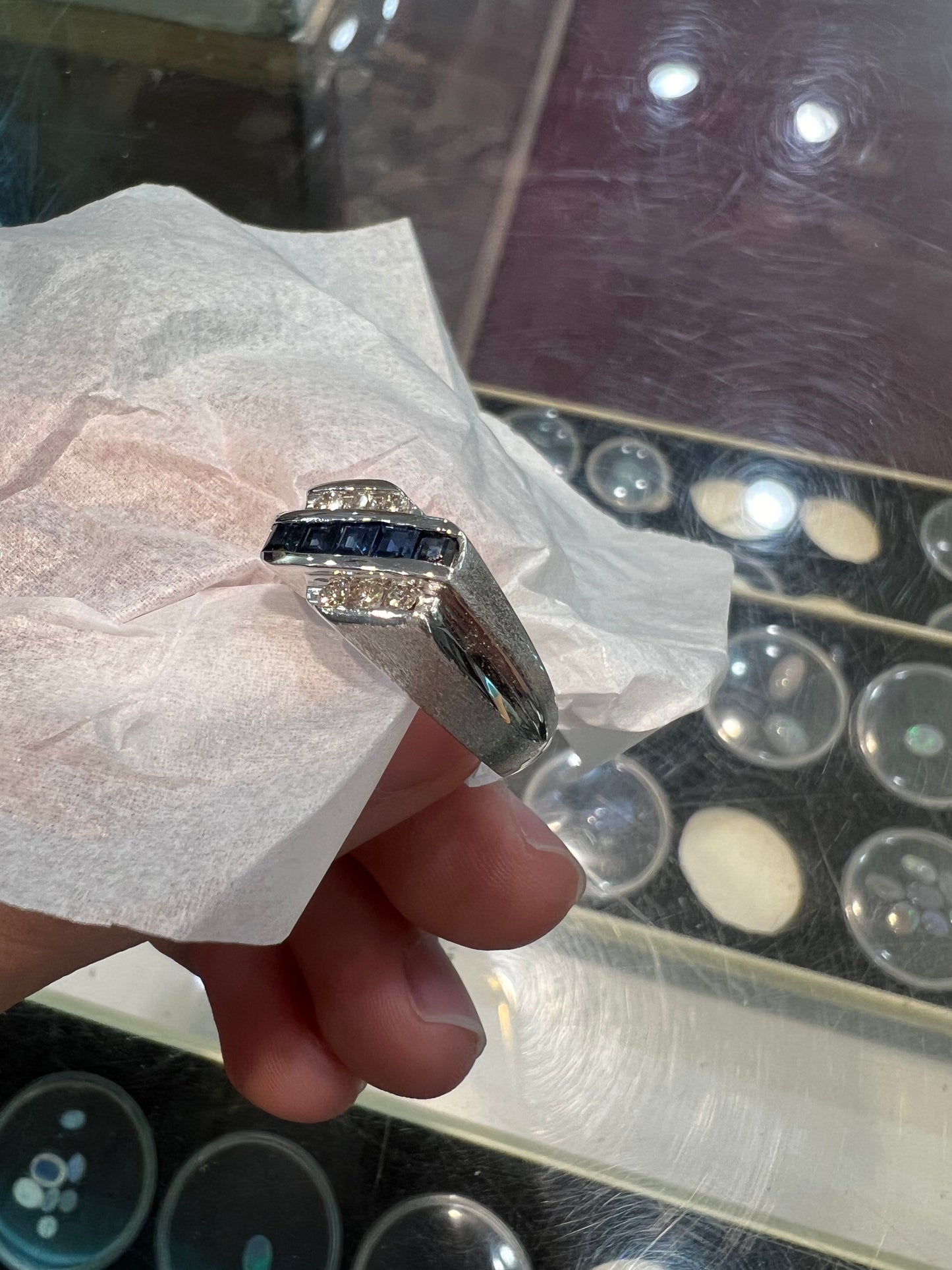 Men's Sapphire & Diamond Ring | 14kt