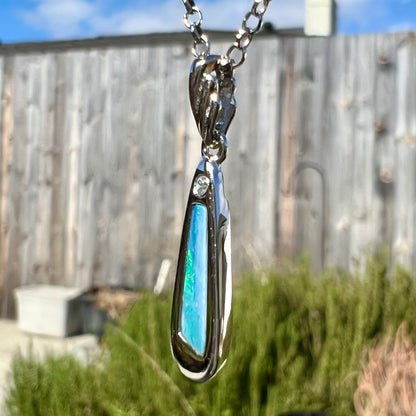 Sean | Doublet Opal Inlay Wedge Necklace in Sterling Silver