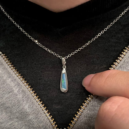 Sean | Doublet Opal Inlay Wedge Necklace in Sterling Silver