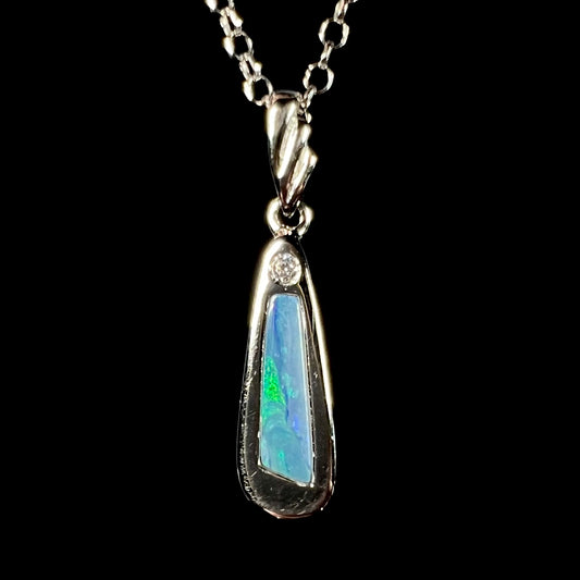 Sean | Doublet Opal Inlay Wedge Necklace in Sterling Silver