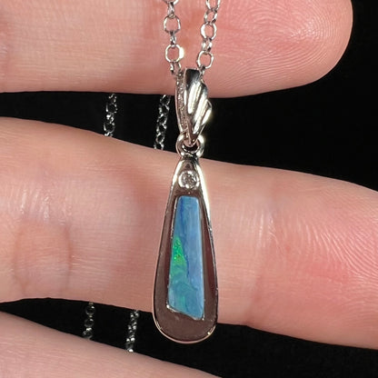 Sean | Doublet Opal Inlay Wedge Necklace in Sterling Silver