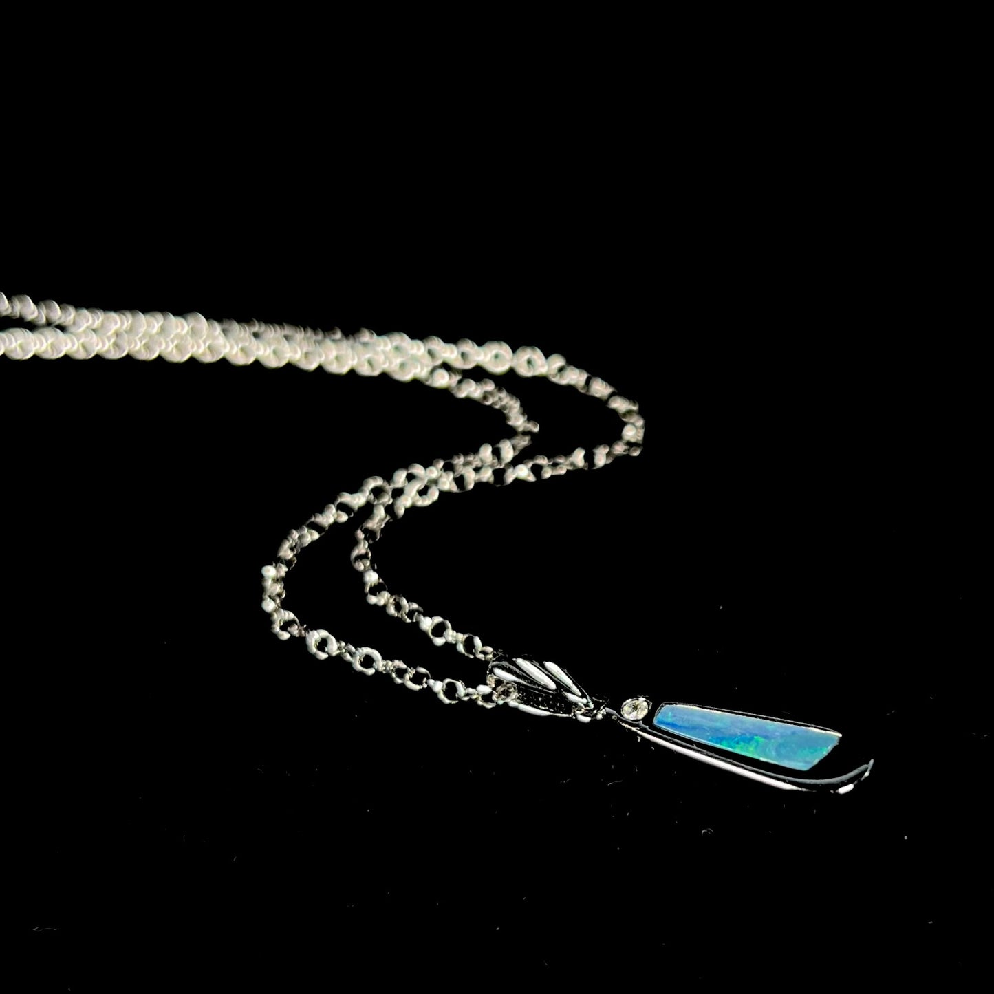 Sean | Doublet Opal Inlay Wedge Necklace in Sterling Silver