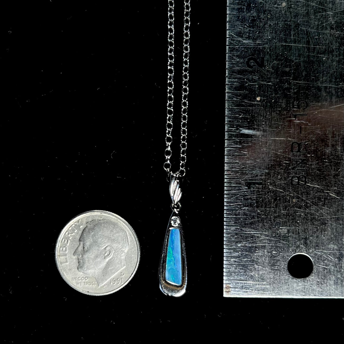 Sean | Doublet Opal Inlay Wedge Necklace in Sterling Silver