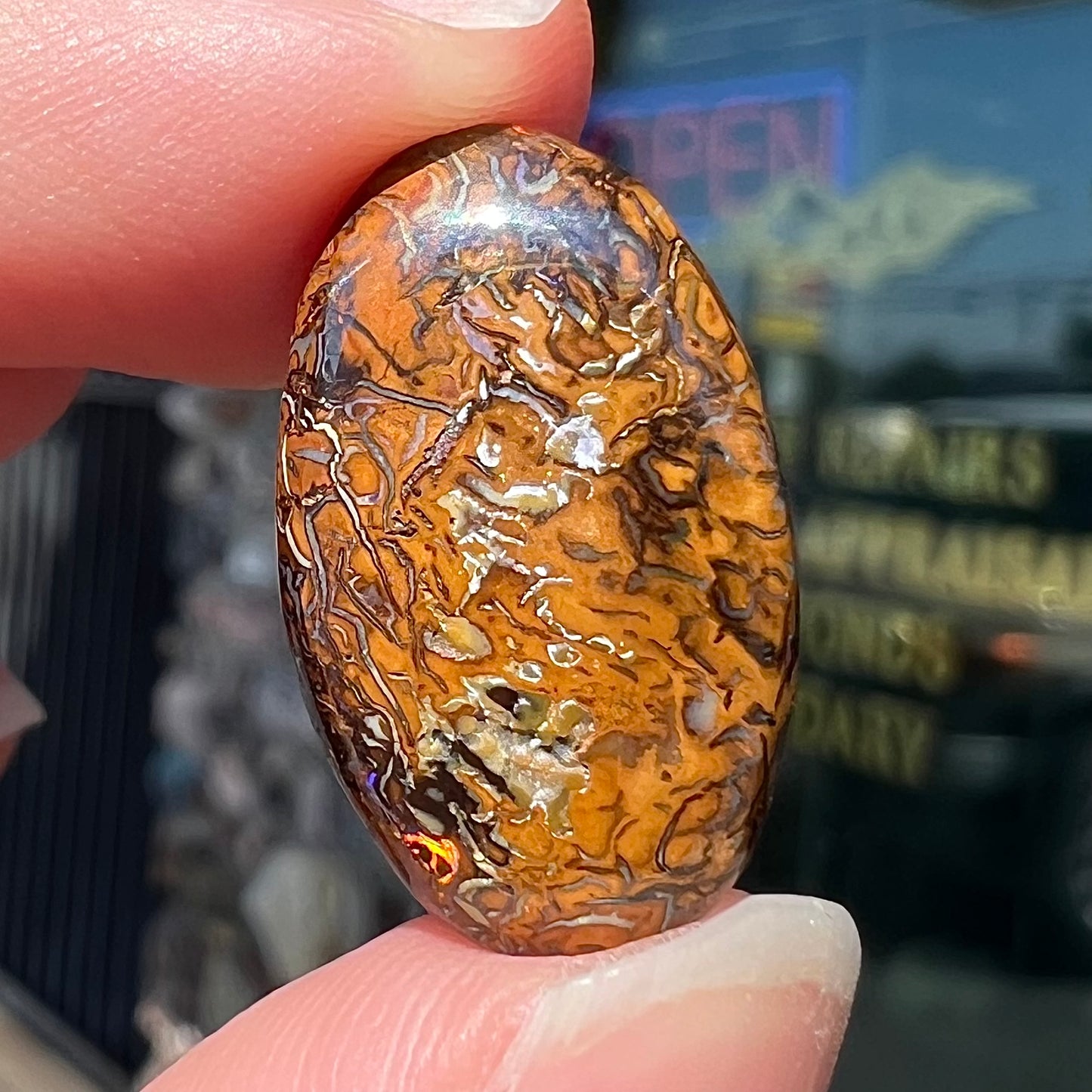 The ironstone back of a Yowah nut boulder opal.