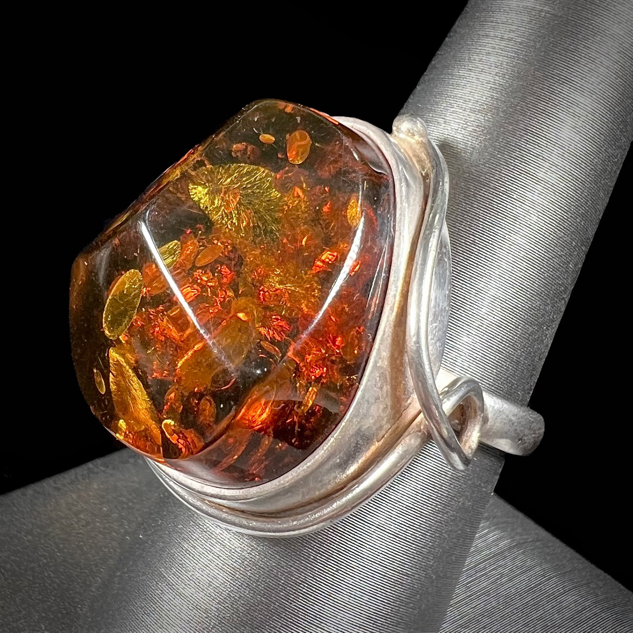 Quality Amber Vintage Silver hotsell Ring _Honey