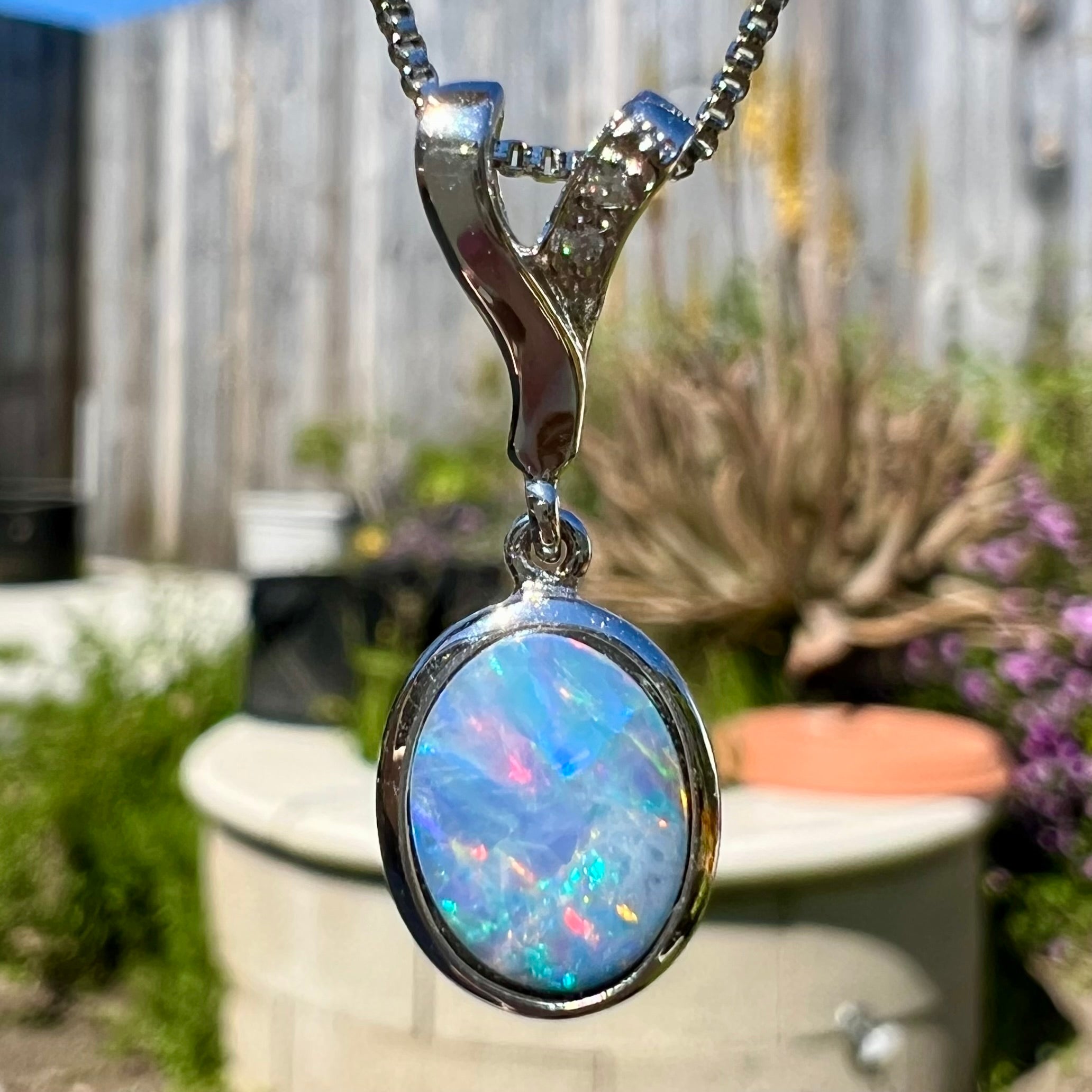 Black Crystal Opal Doublet Necklace in Sterling Silver | Burton's –  Burton's Gems and Opals