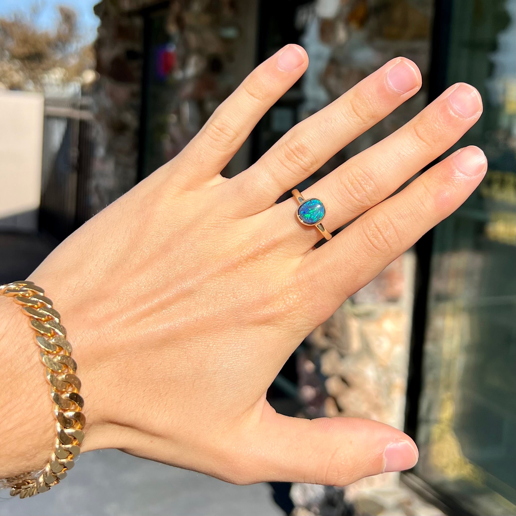 Round Black Opal Diamond Ring 5061 | Black Opal Jewelry