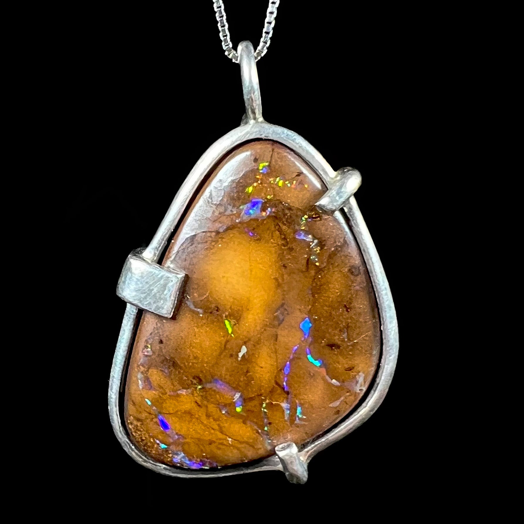 Mini Opal Pendant | Gold Opal Necklace For Men - By Twistedpendant
