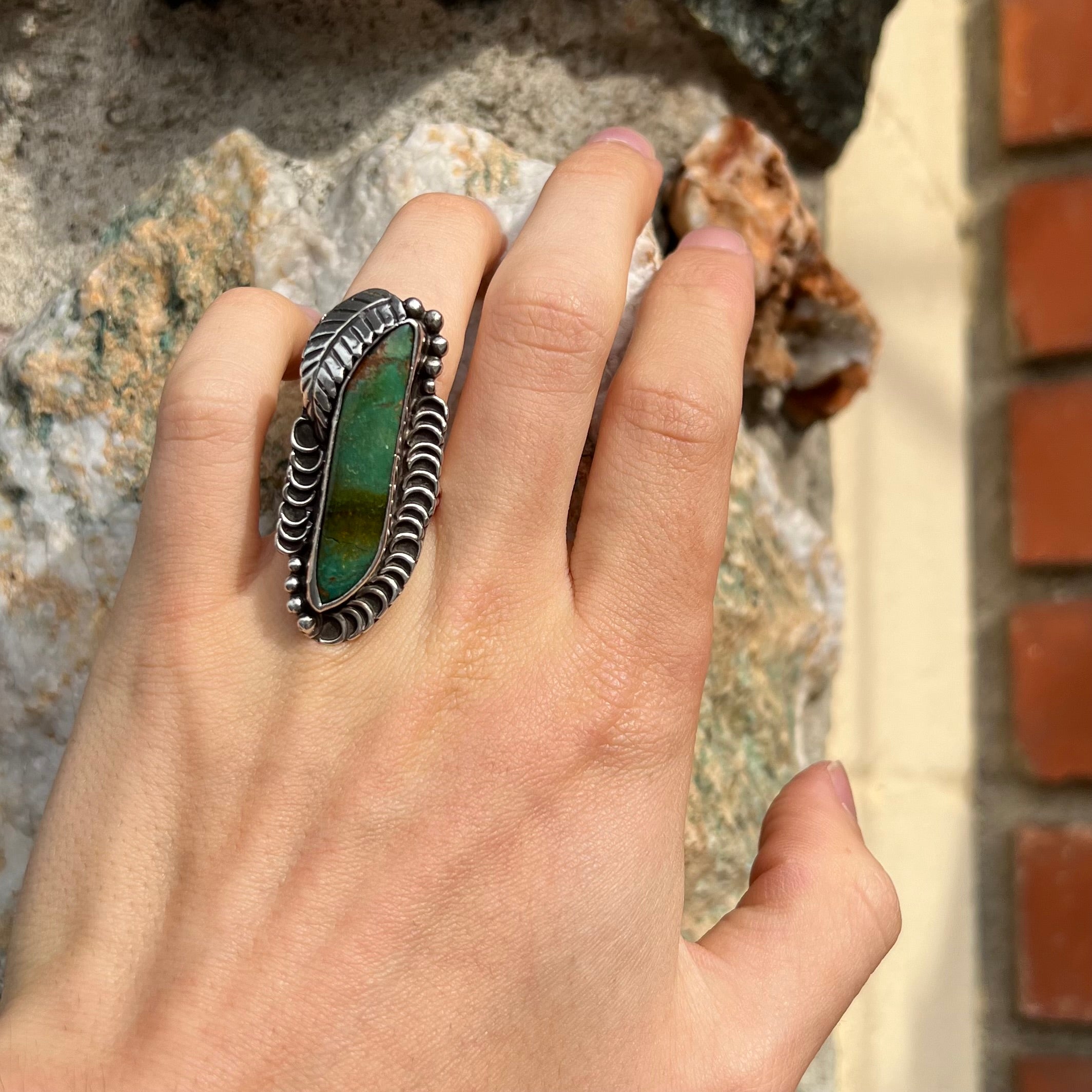 Dark green deals turquoise ring