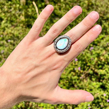 Sue "The Synthetic" | Lab Created Opal Statement Ring in Sterling Silver