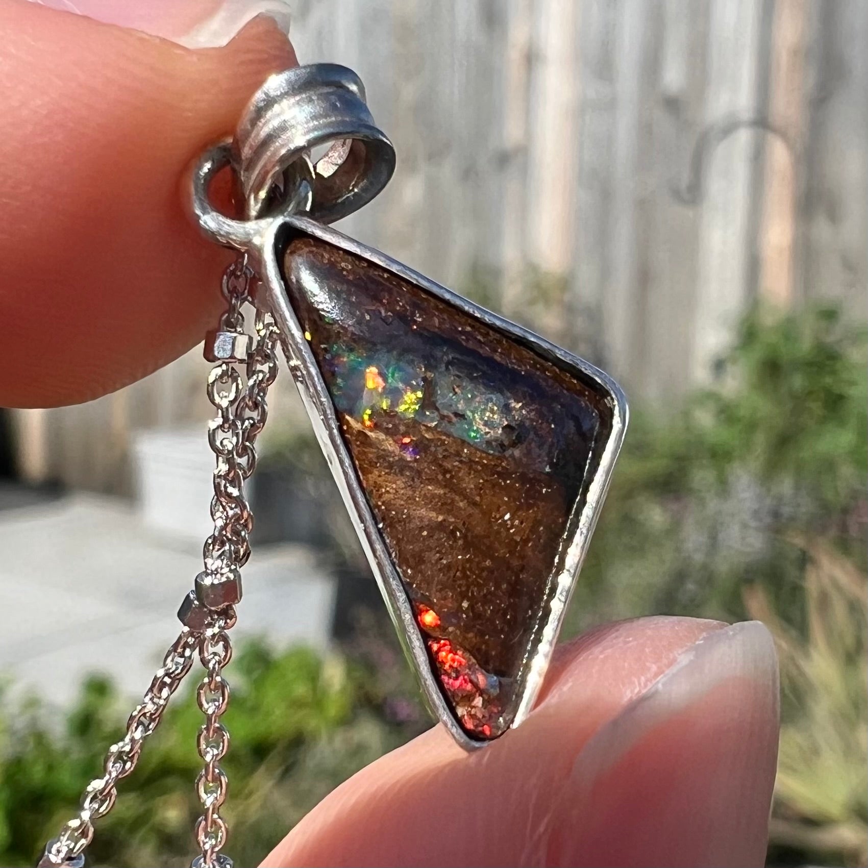 Xian | 3.51ct Quilpie Boulder Opal Necklace in Sterling Silver