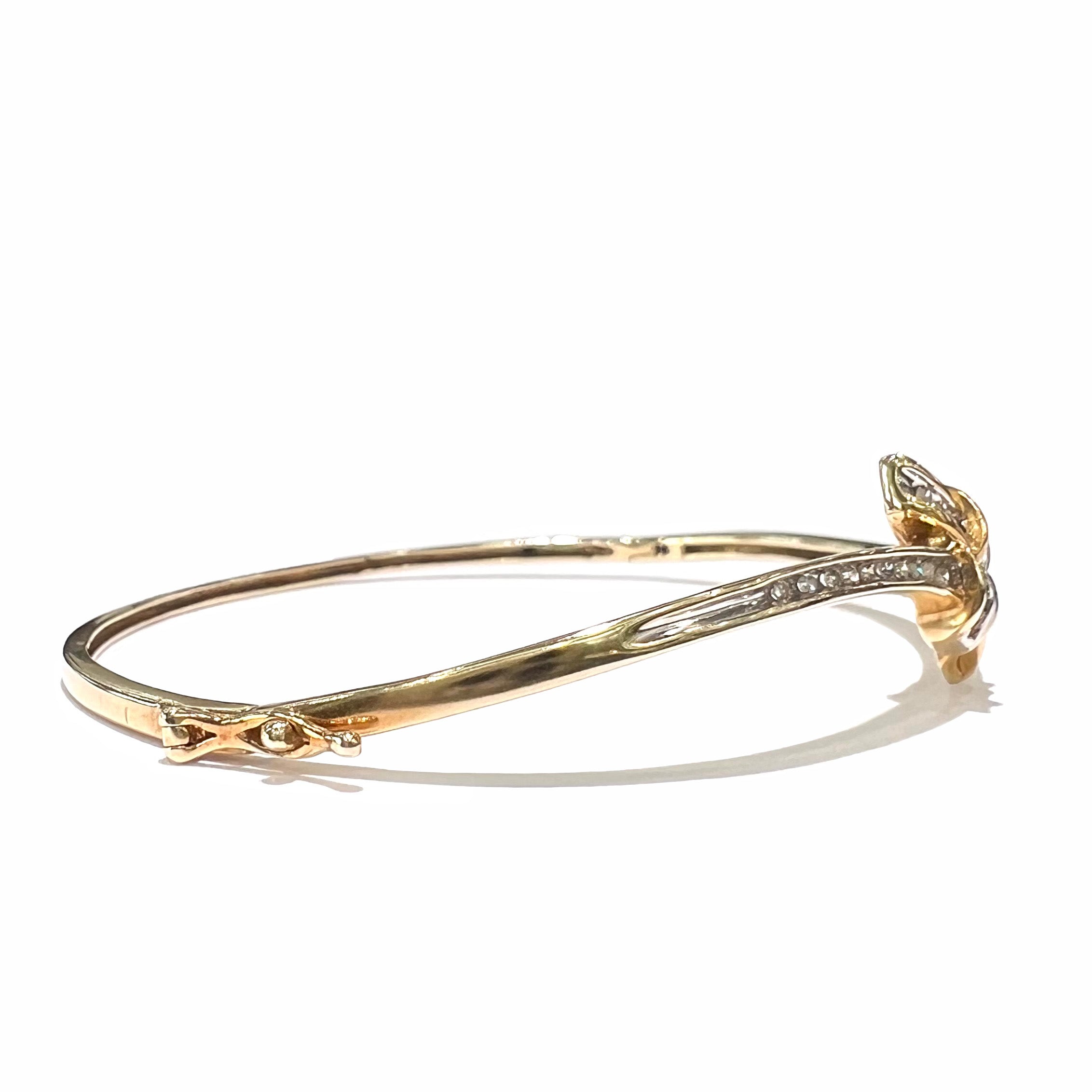 Vintage Estate Designer ADL 10k Gold Diamond Heart Bangle sold Bracelet