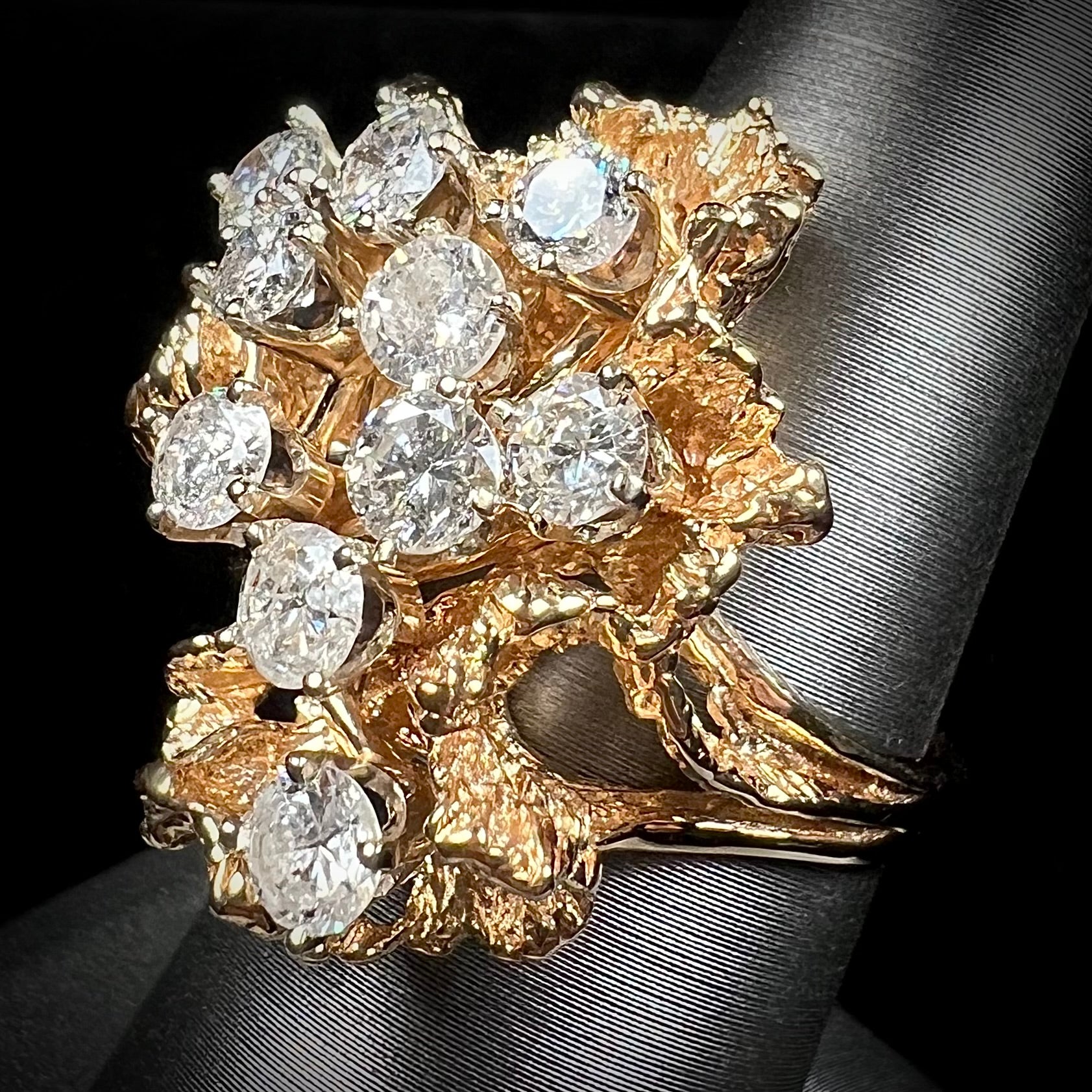 2.50ctw Diamond Cluster Ring in 14kt Gold | Vintage c.1950's