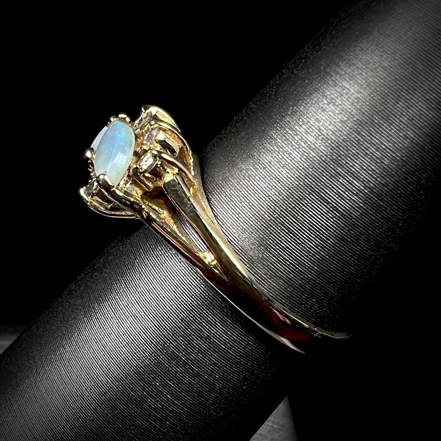 M&L | Red 'n' Green Opal Diamond Ring in 14kt Gold