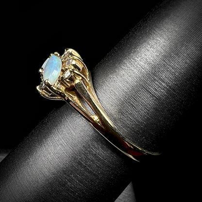 M&L | Red 'n' Green Opal Diamond Ring in 14kt Gold