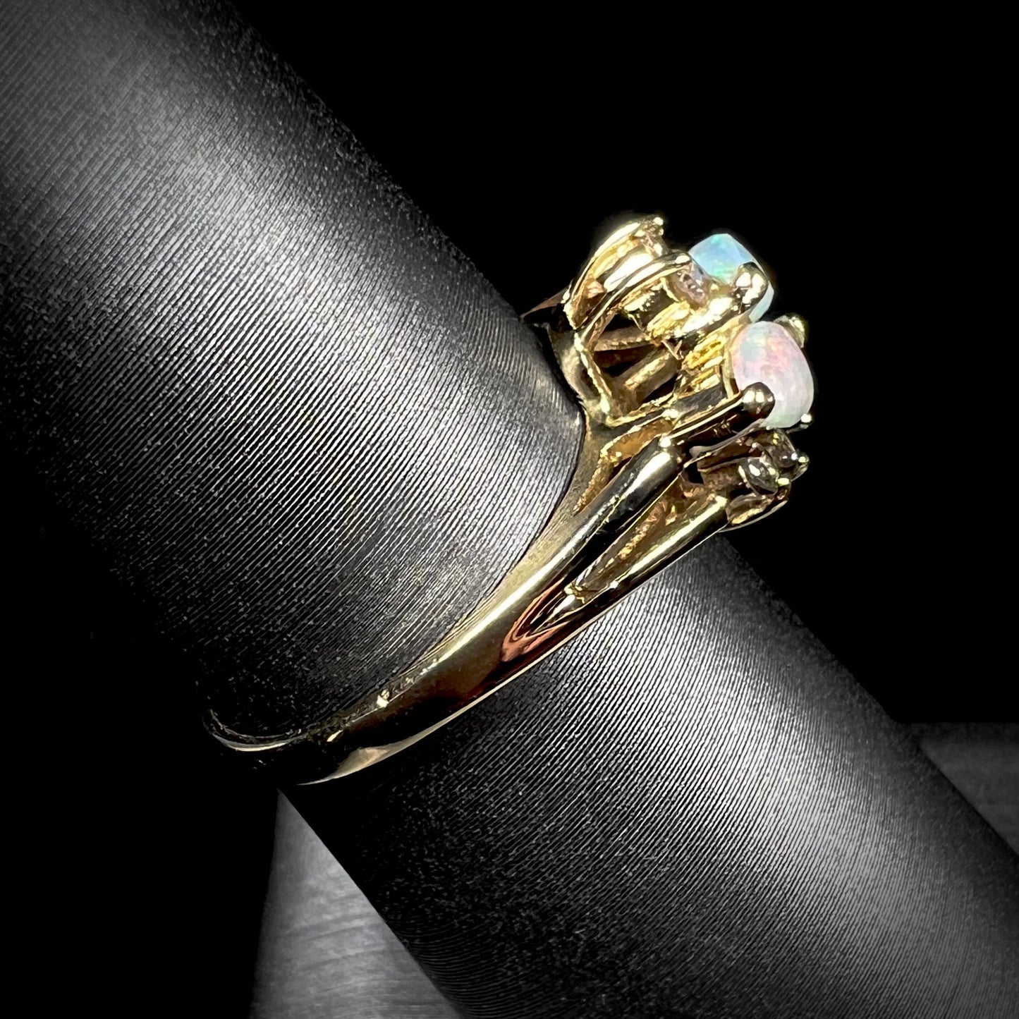 M&L | Red 'n' Green Opal Diamond Ring in 14kt Gold