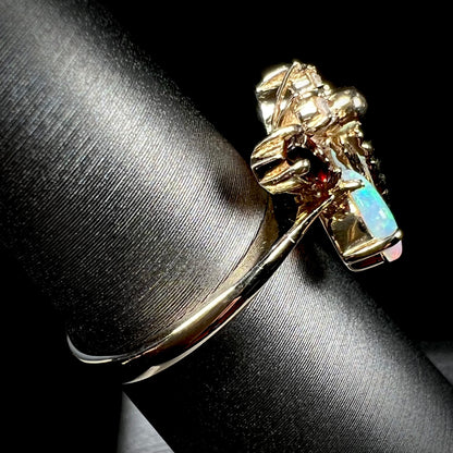 Madame Butterfly | Estate Opal, Garnet, & Diamond Butterfly Ring in 14kt Gold