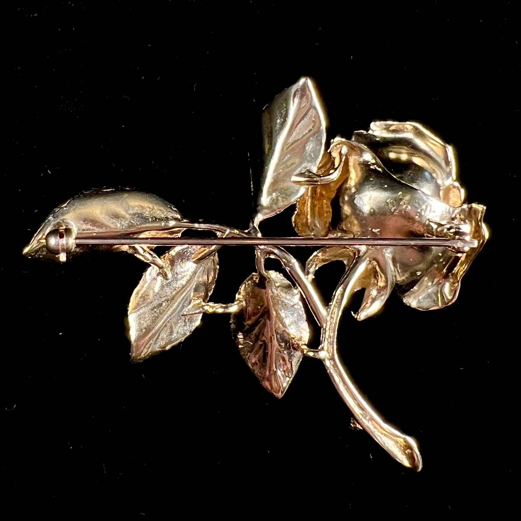 Vintage 1940's 14kt Gold Rose Brooch | Burton's – Burton's Gems
