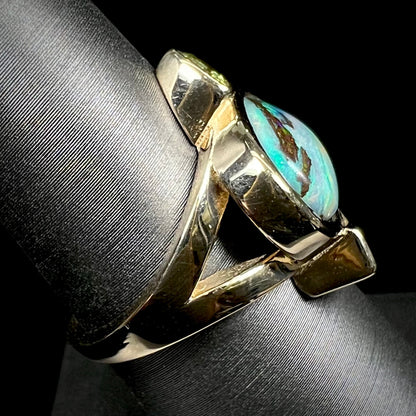 Dina | Custom Opalized Wood & Peridot Ring in 14kt Gold