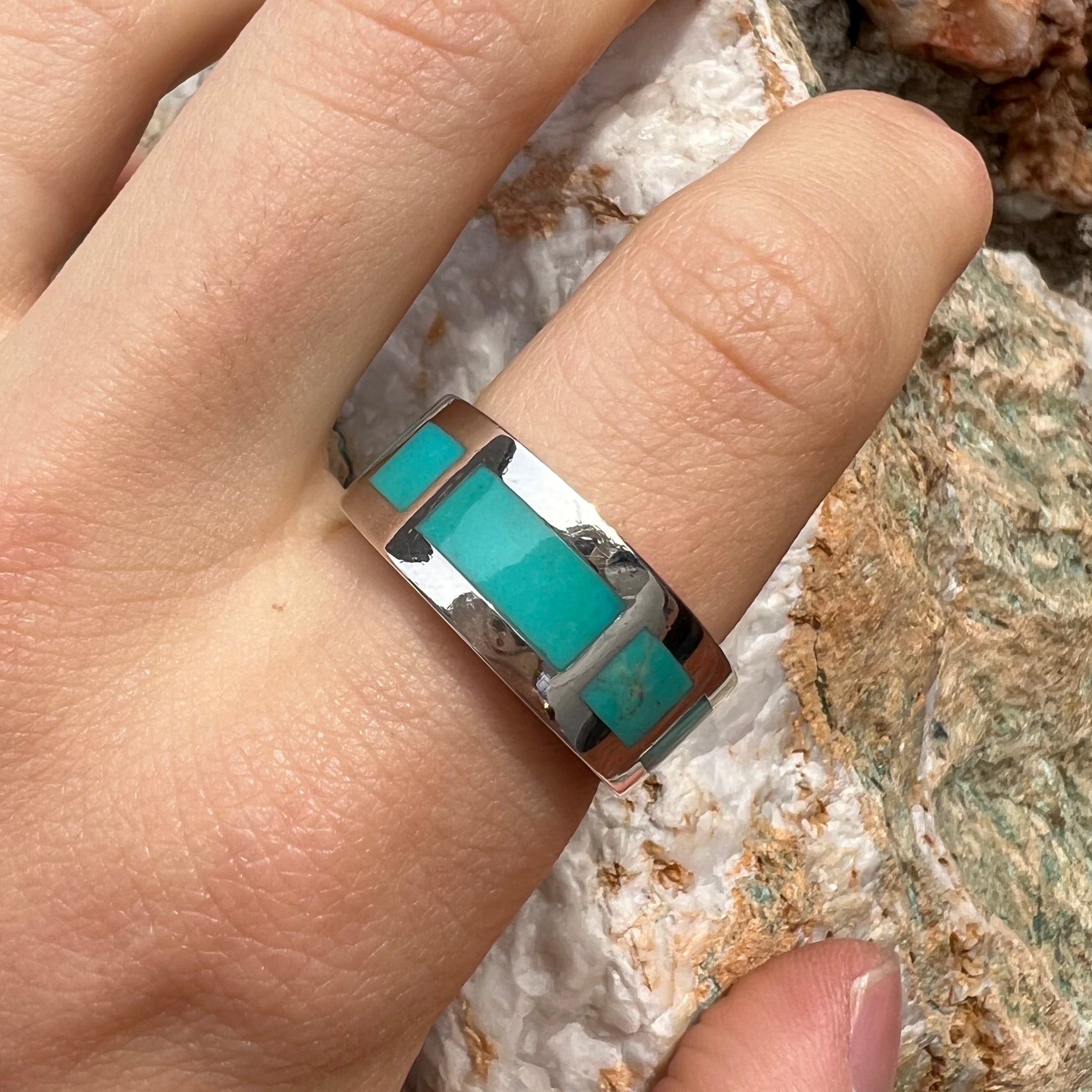 925 Sterling Vintage Turquoise Ring online 10.25