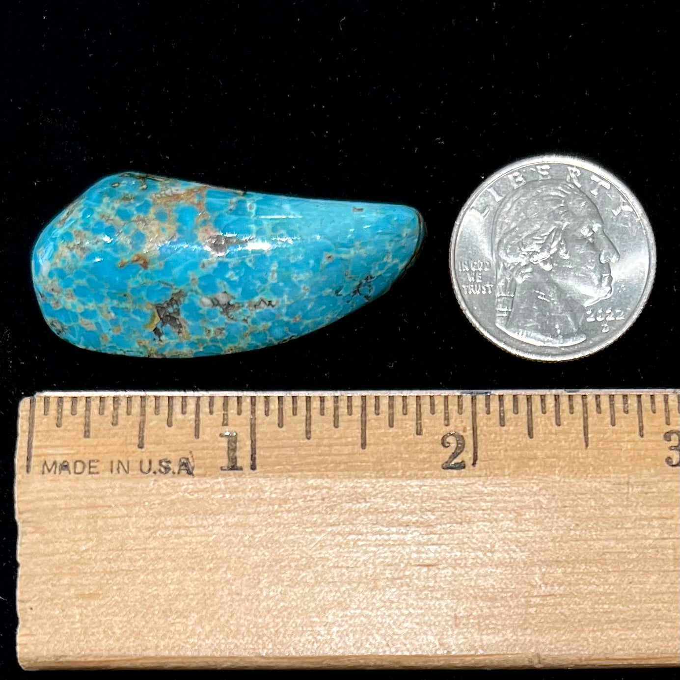 48.8 high quality ct (43x25x5 mm) Stabilized Kingman Turquoise Moon Cabochon Gemstone, # JA 01