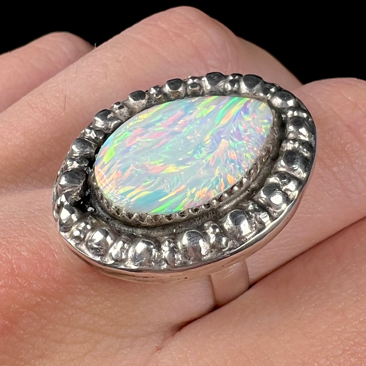 Sue "The Synthetic" | Lab Created Opal Statement Ring in Sterling Silver