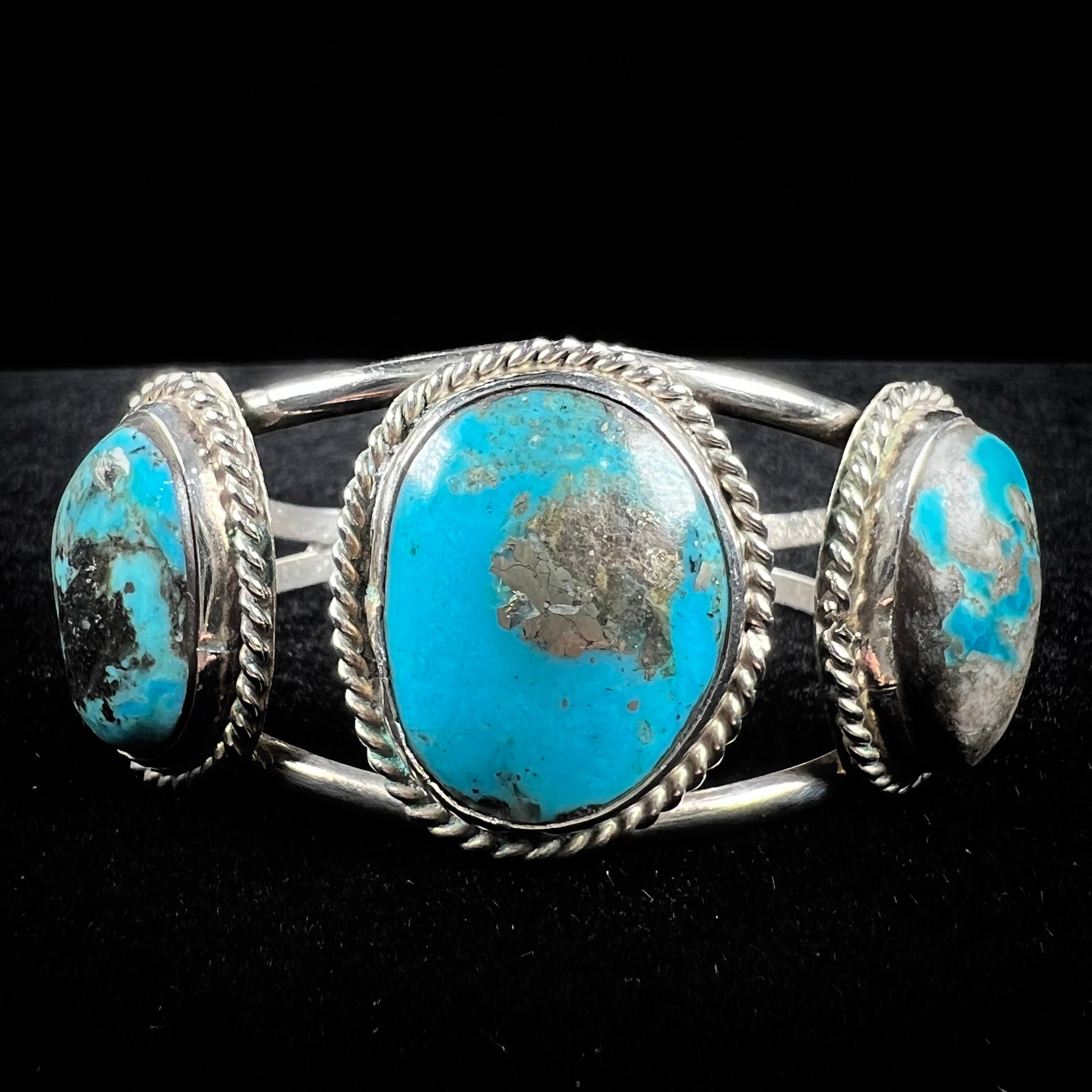 3 Vtg all sale Signed SS & Turquoise Childs Size Cuff Bracelets