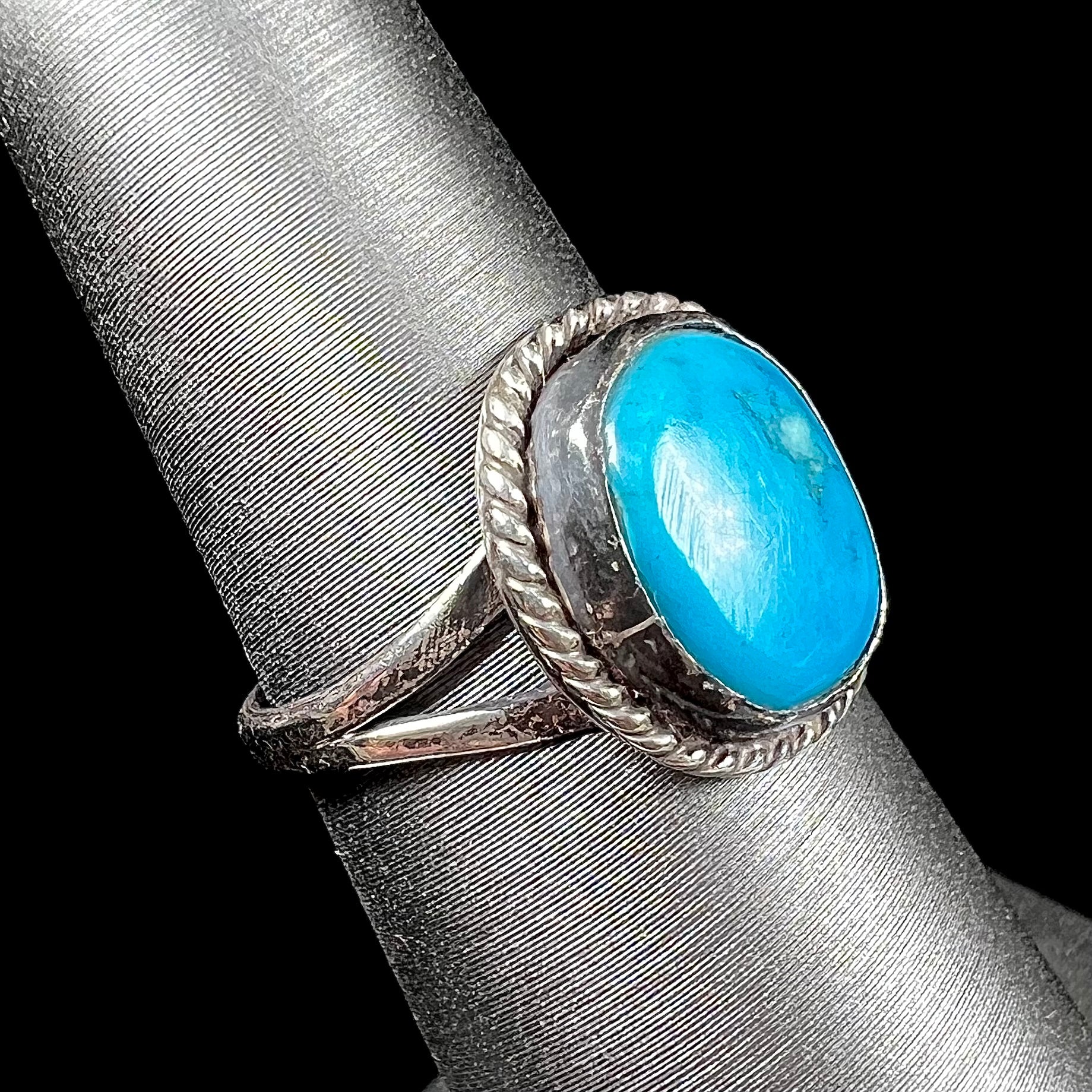 VINTAGE STERLING SILVER TURQUOISE RING #500 sold