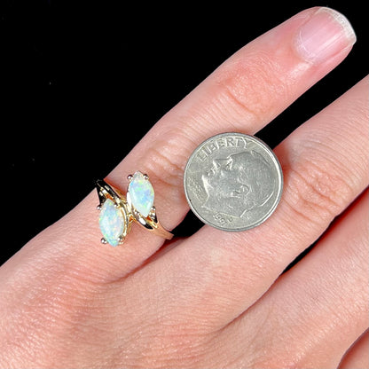 Sabre | Two-Stone Marquise Opal Ring in 14kt Gold