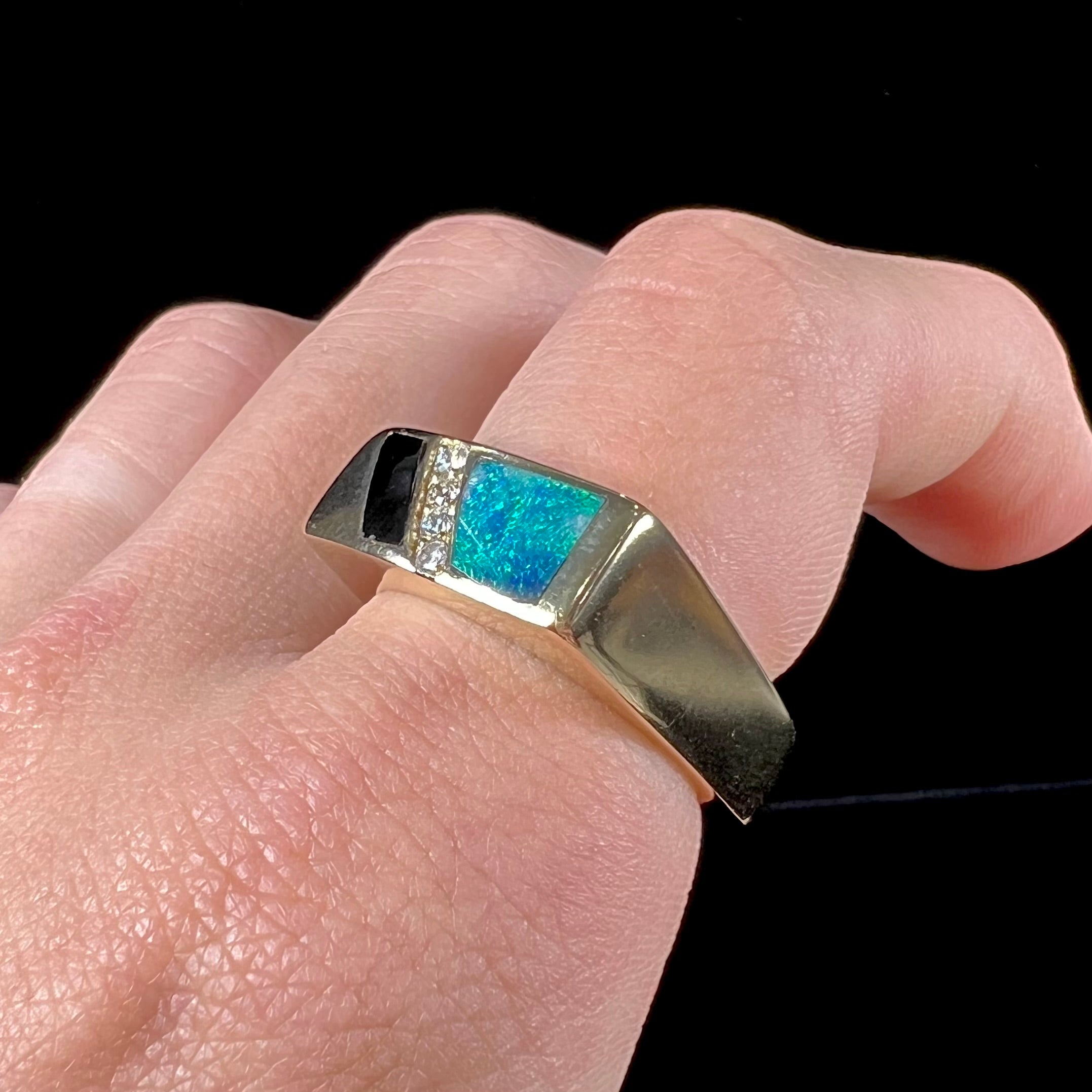 Men’s Vintage Opal Onyx Ring store