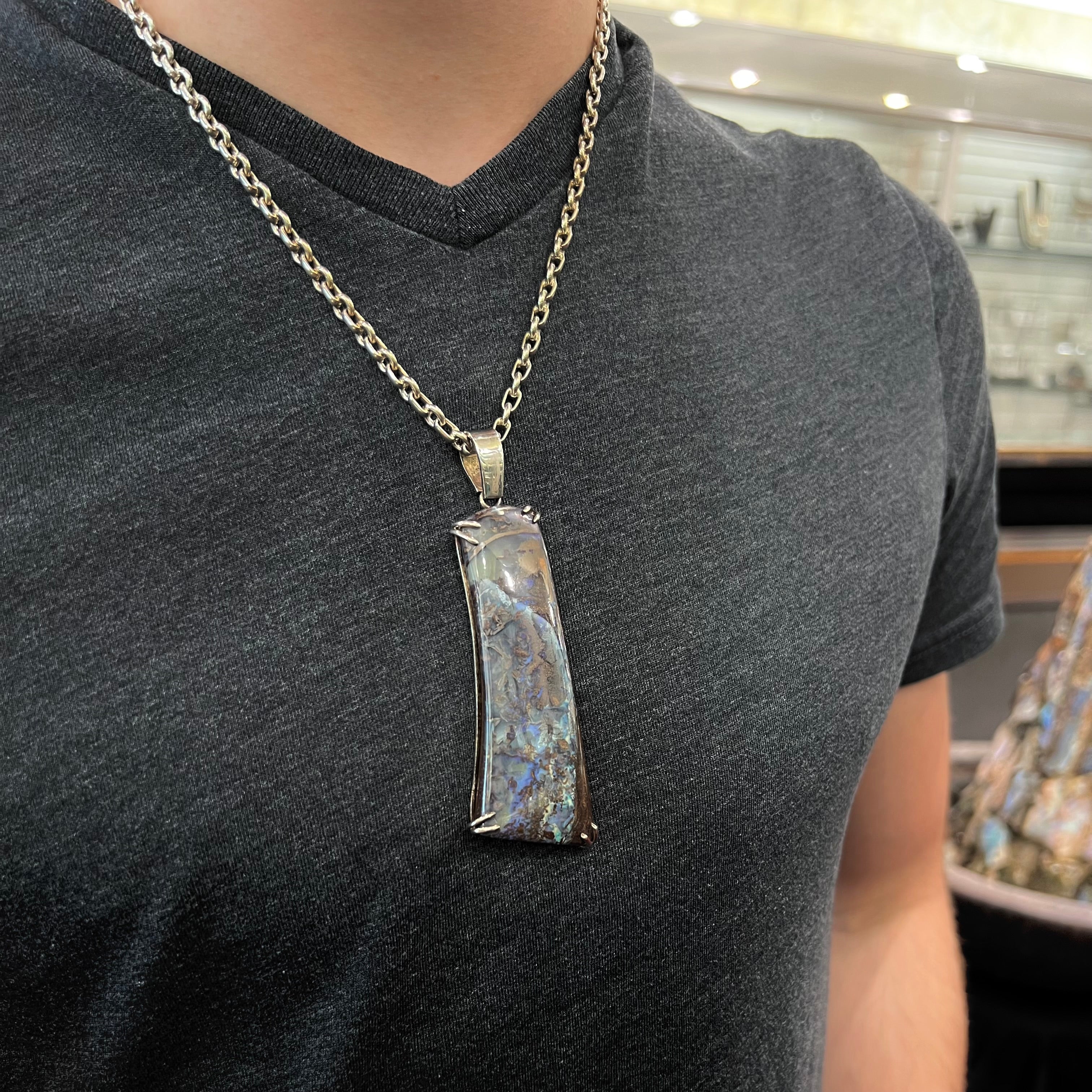 Crow Feather with Australian Opal necklace – Madame Bagnabit
