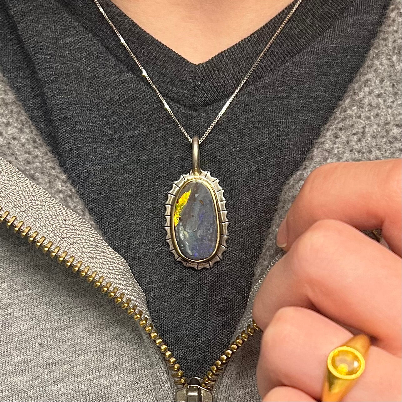 Mens opal store jewelry necklace