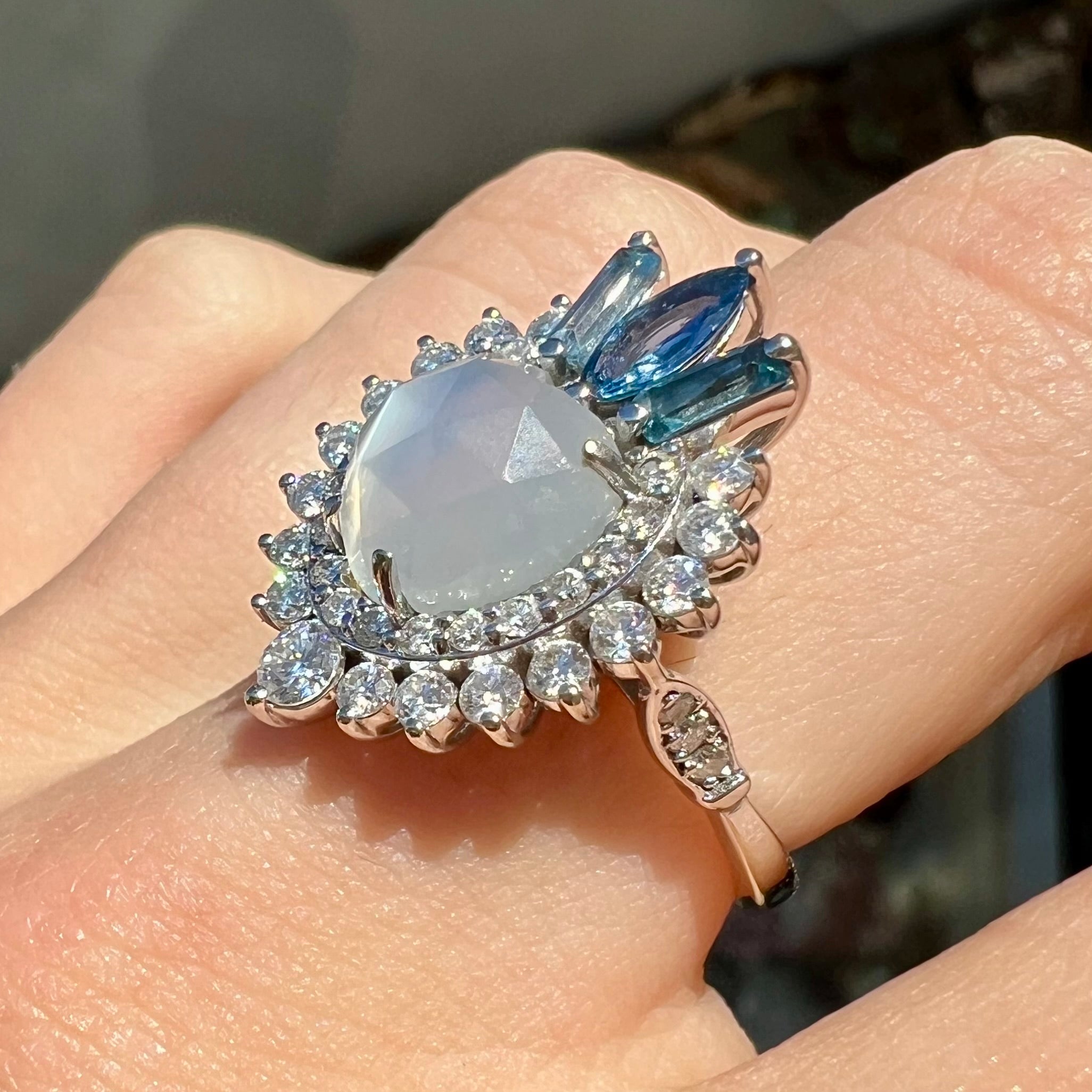 Faceted moonstone hot sale engagement ring