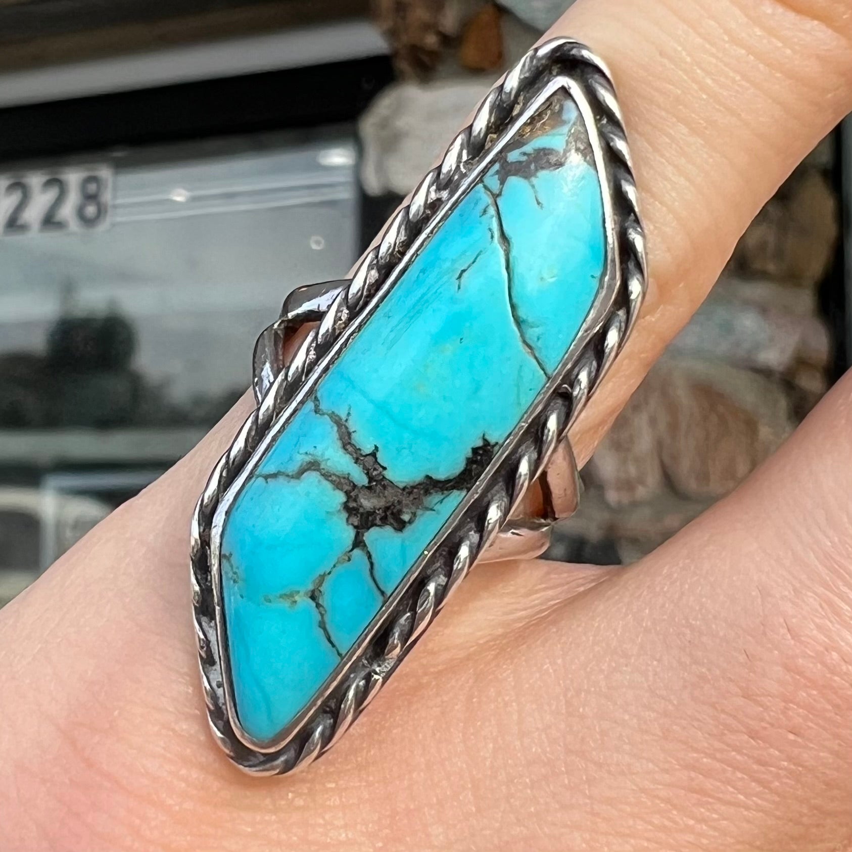 On sale Sterling Silver Southwestern Raw Turquoise Ring