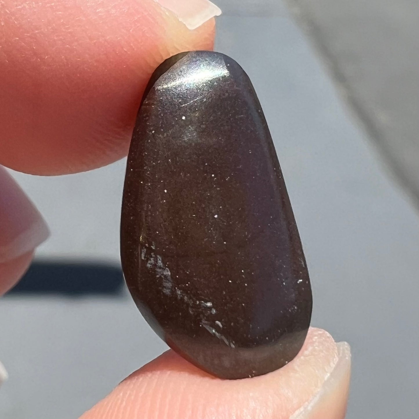 A loose boulder opal stone from Quilpie, Australia.  The opal shines colors of green and orange.