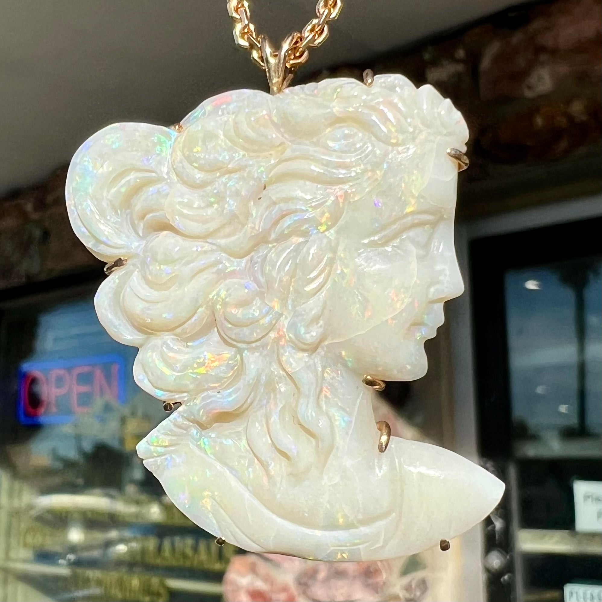 Genuine carved opal top Pendant