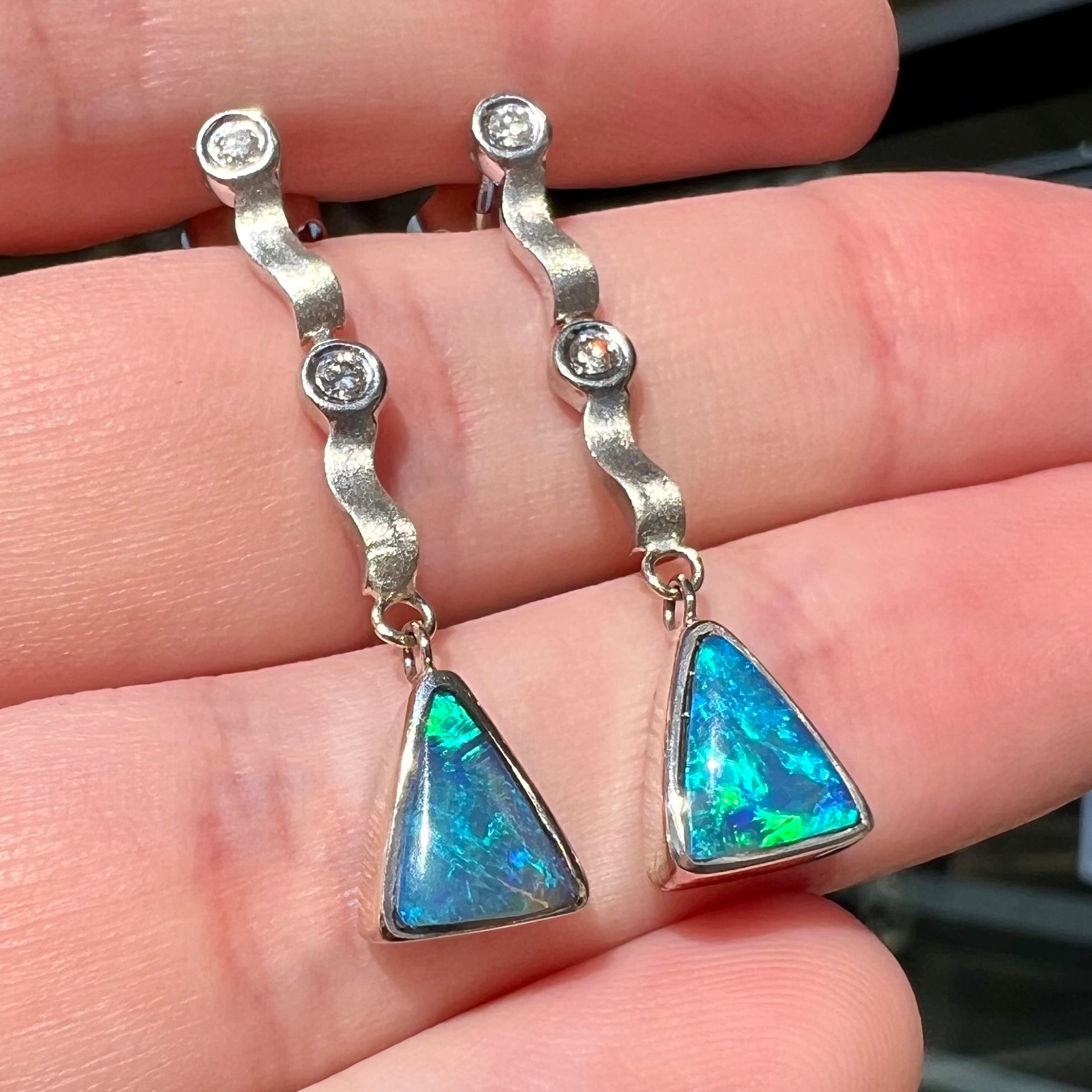 Triangle on sale opal earrings