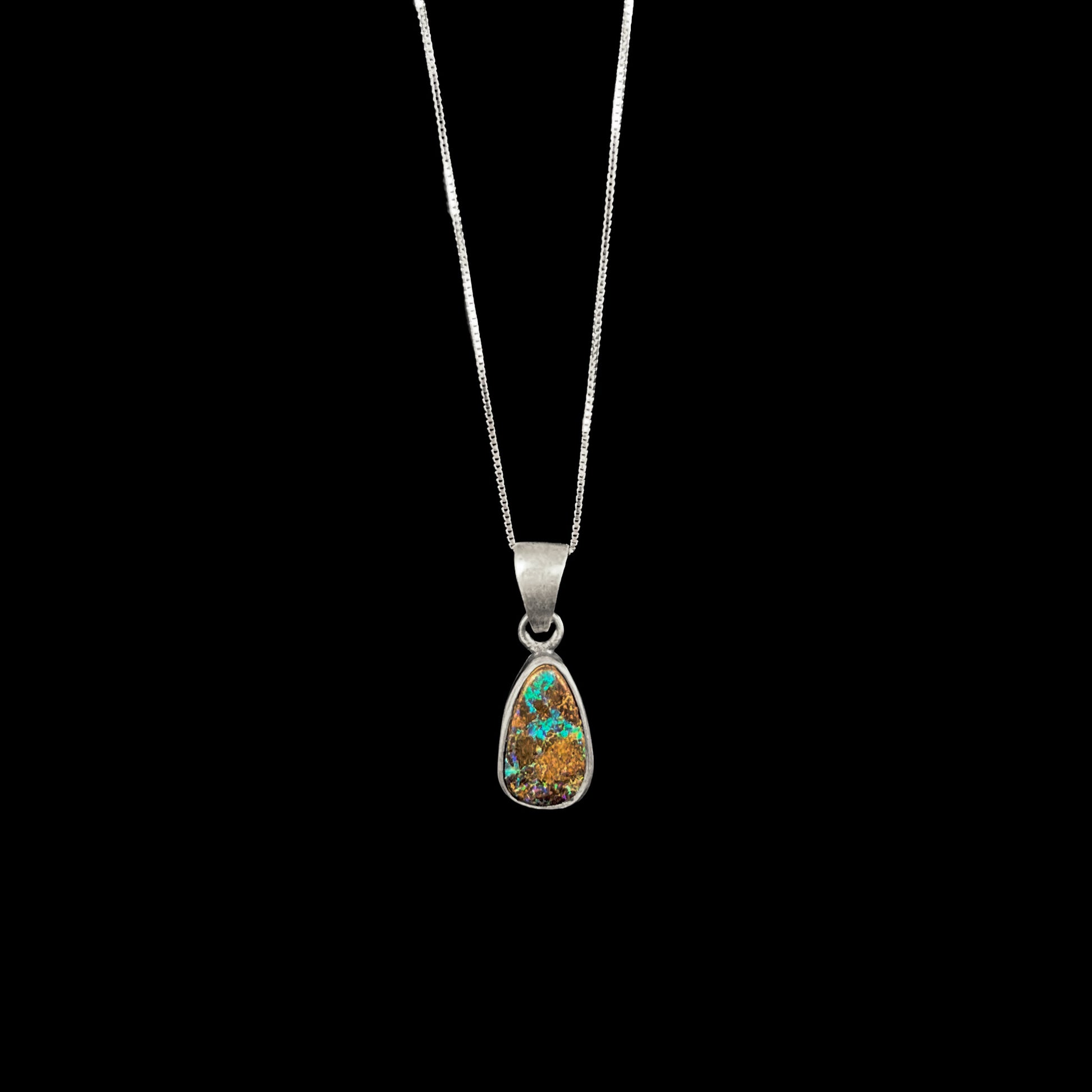 Natural White Crystal Opal Necklace in Sterling Silver