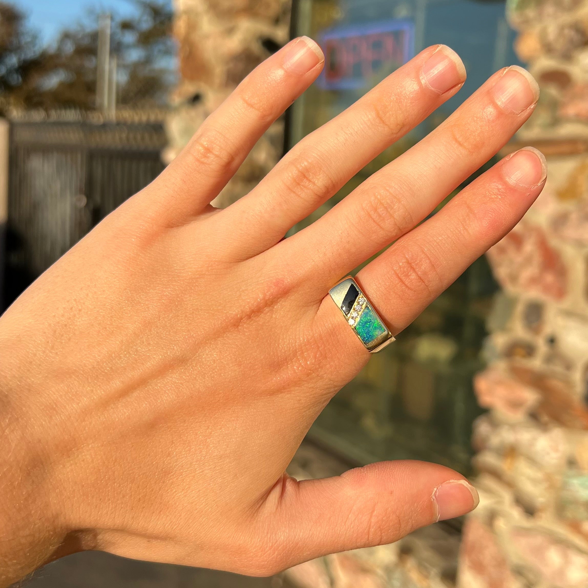 Men’s Vintage Opal Onyx Ring store