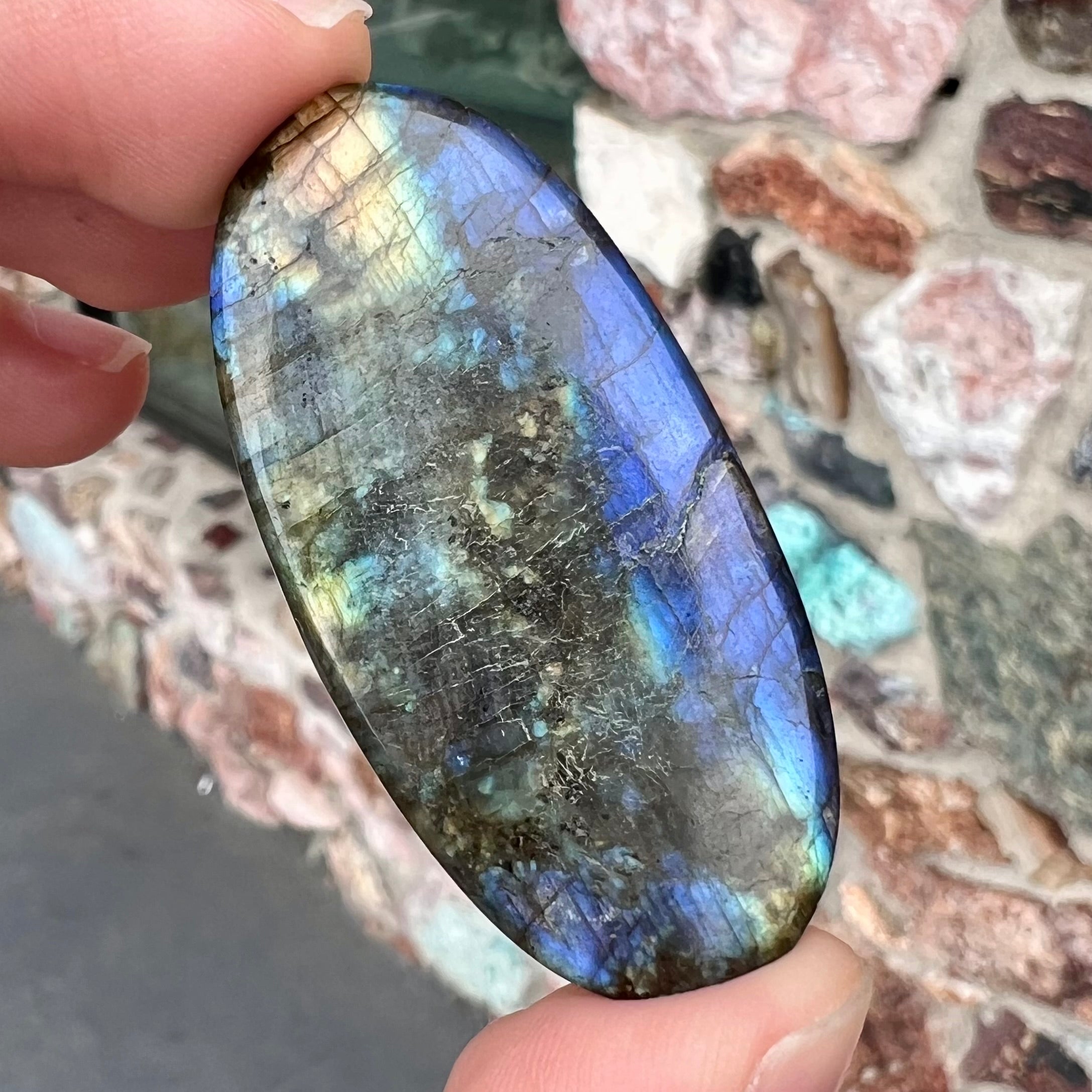 Labradorite popular & Rainbow Oval Shape Cabochon-LRL-12-09