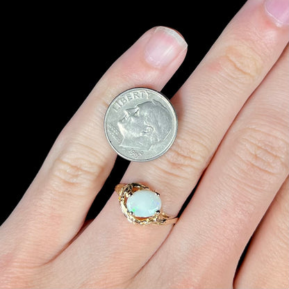 Mona | White Coober Pedy Opal Solitaire Ring in 14kt Gold