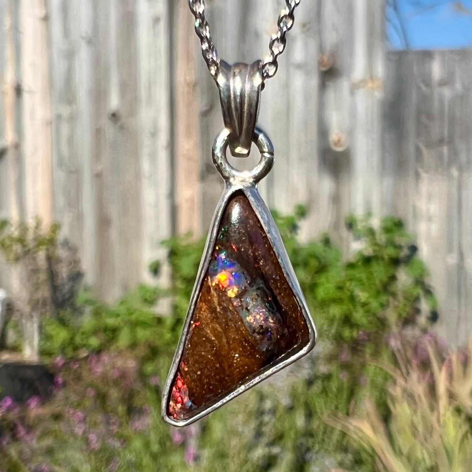 Xian | 3.51ct Quilpie Boulder Opal Necklace in Sterling Silver