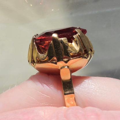 Oregon Sunstone Art Deco Ring | Estate | 18kt