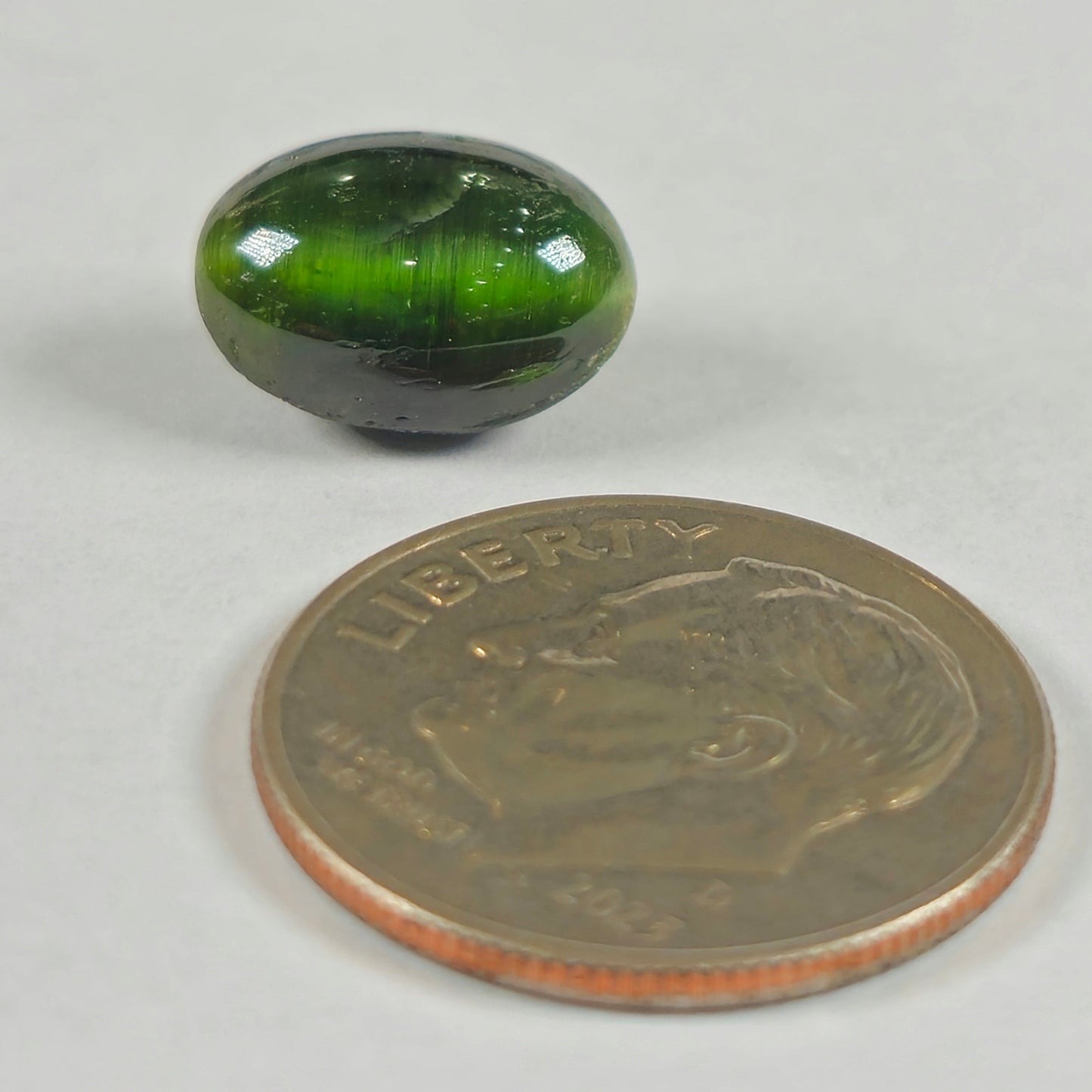 4.04ct Green Cat's Eye Tourmaline Cabochon