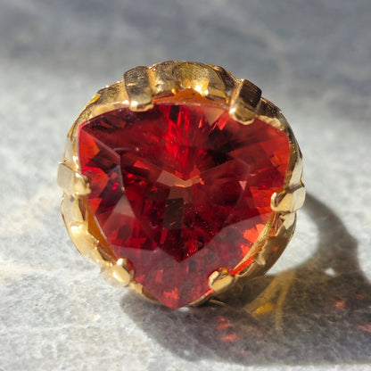 Oregon Sunstone Art Deco Ring | Estate | 18kt