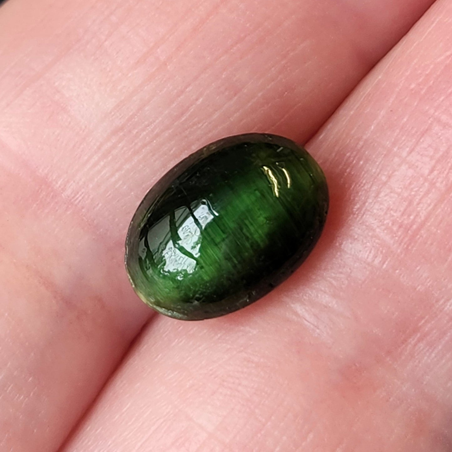 4.04ct Green Cat's Eye Tourmaline Cabochon